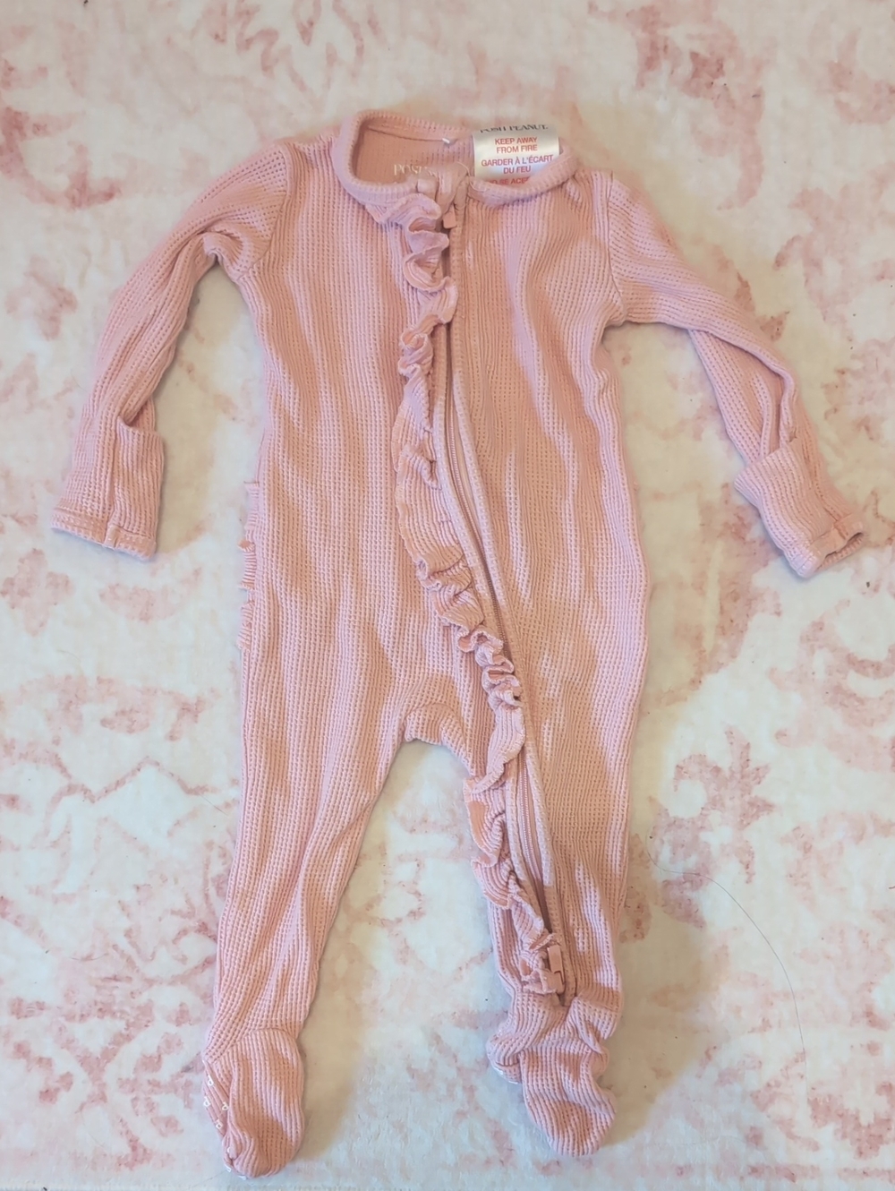 Posh Peanut Blush Pink Ruffle Footed One-Piece 0-3mth